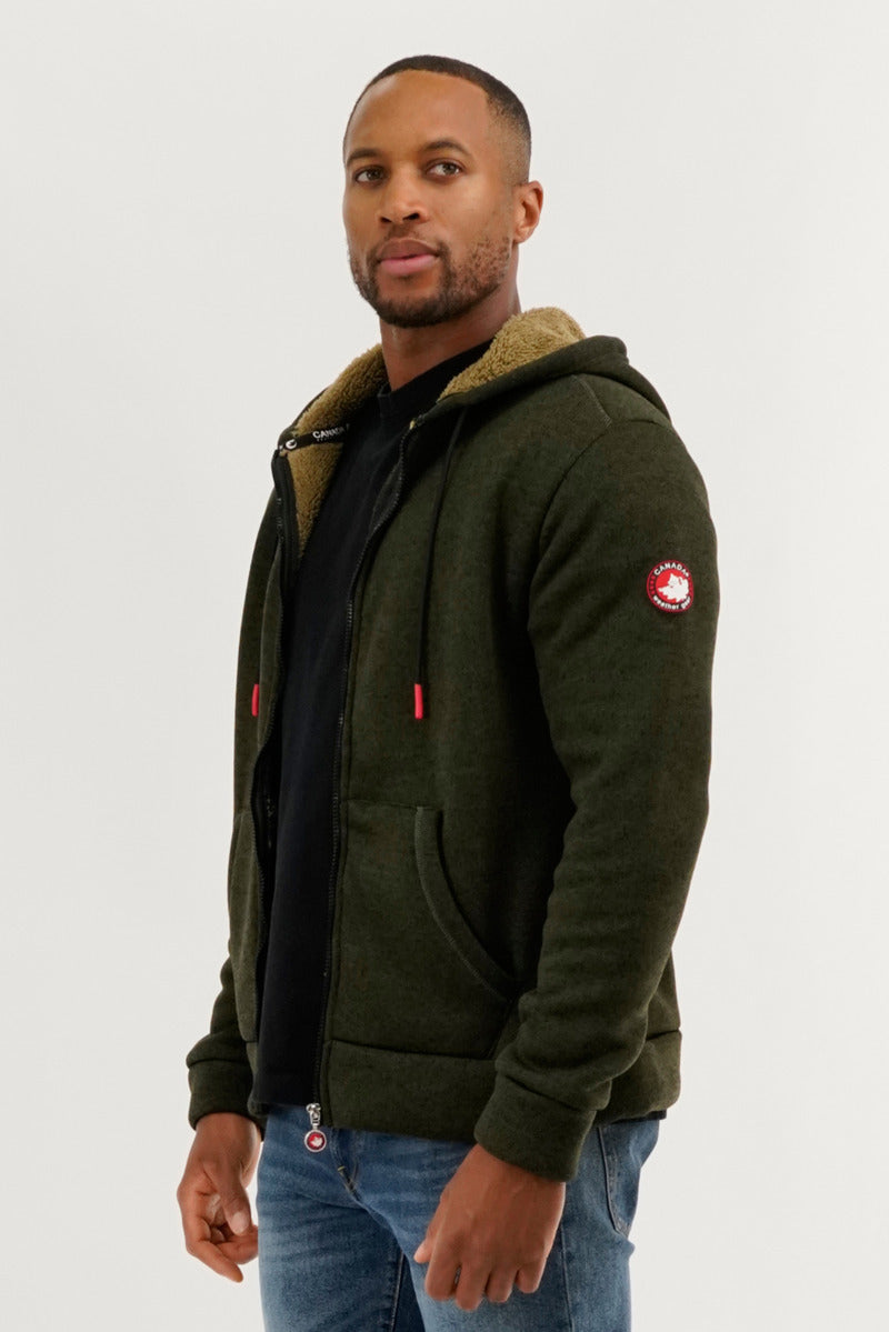 Canada Weather Gear Sherpa Lined Lightweight Jacket - Olive - Mens Lightweight Jackets - Canada Weather Gear