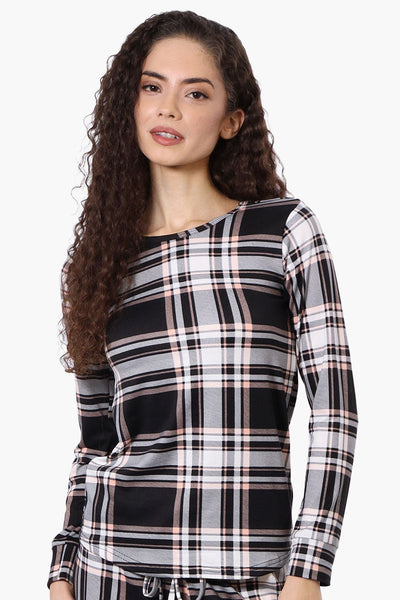 Canada Weather Gear Plaid Crewneck Pajama Top - Black - Womens Pajamas - Canada Weather Gear