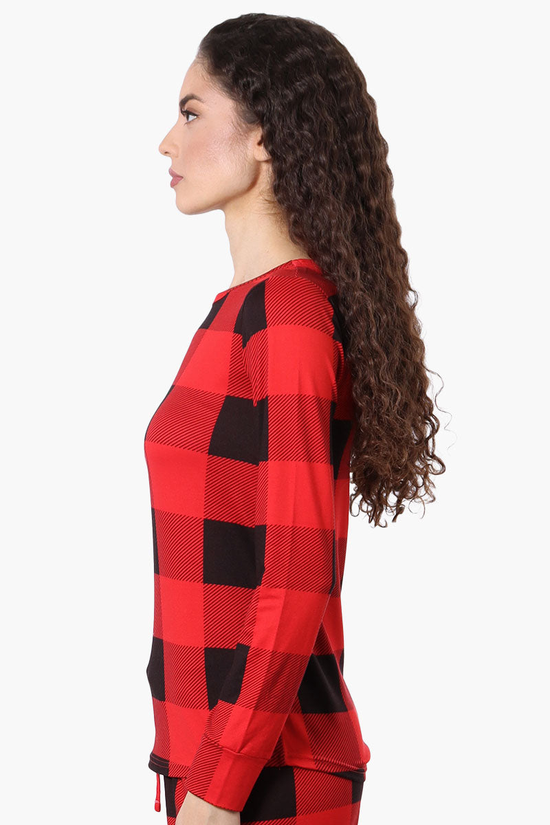 Canada Weather Gear Plaid Crewneck Pajama Top - Red - Womens Pajamas - Canada Weather Gear