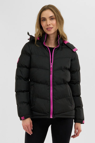 Canada Weather Gear Chevron Bubble Bomber Jacket - Black - Womens Bomber Jackets - Canada Weather Gear