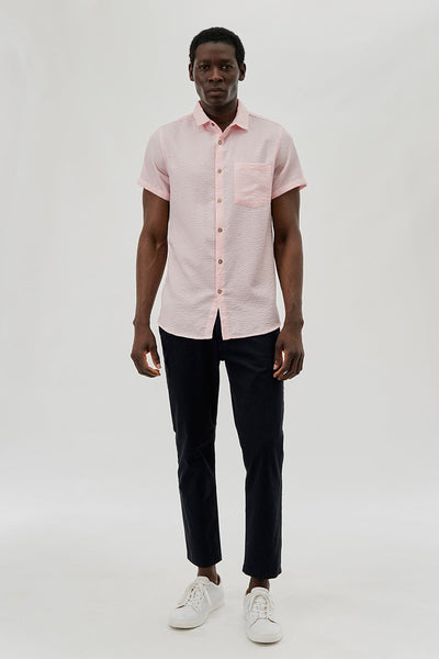 Canada Weather Gear Vintage Textured Button Up Casual Shirt - Pink - Mens Casual Shirts - International Clothiers
