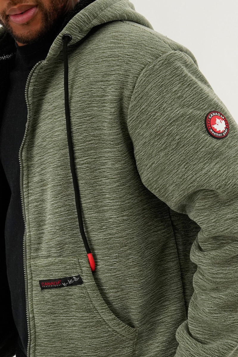 Canada Weather Gear Sherpa Lined Lightweight Jacket - Olive - Mens Lightweight Jackets - Canada Weather Gear