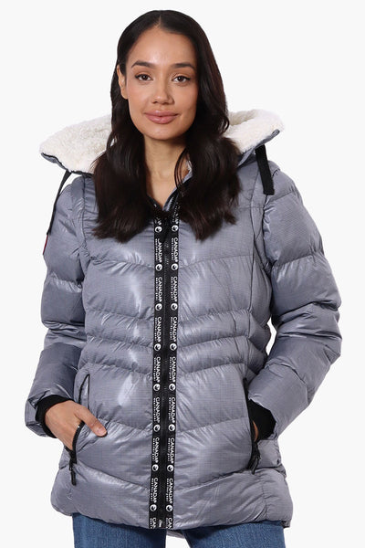 Canada Weather Gear Grid Pattern Zip Off Sleeve Bomber Jacket - Grey - Womens Bomber Jackets - Canada Weather Gear