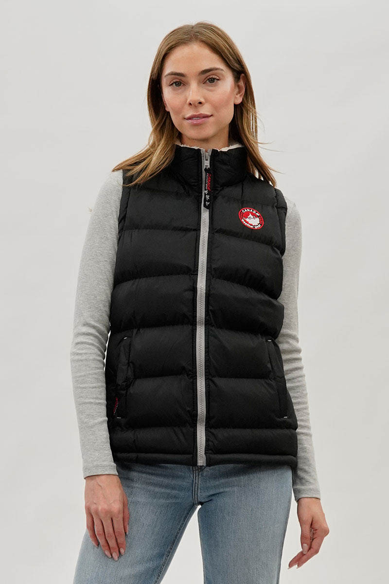 Canada Weather Gear Fleece Lined Collar Puffer Vest - Black