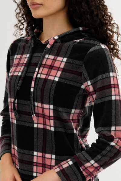 Canada Weather Gear Plaid Hooded Pajama Top - Black - Womens Pajamas - Canada Weather Gear
