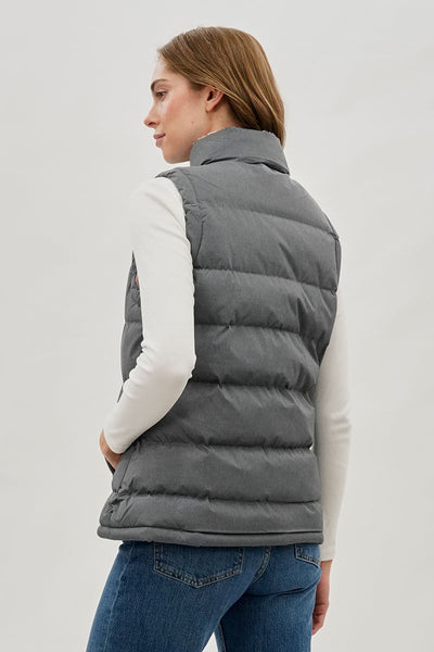 Canada Weather Gear Fleece Lined Collar Puffer Vest - Grey