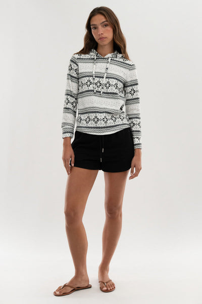 Canada Weather Gear Festive Print Hooded Pajama Top - White - Womens Pajamas - Canada Weather Gear