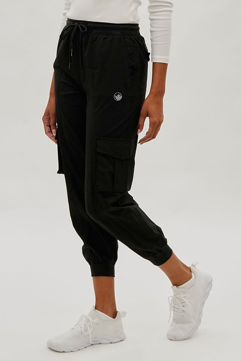 Canada Weather Gear Tie Waist Cargo Joggers - Black - Womens Joggers & Sweatpants - Canada Weather Gear