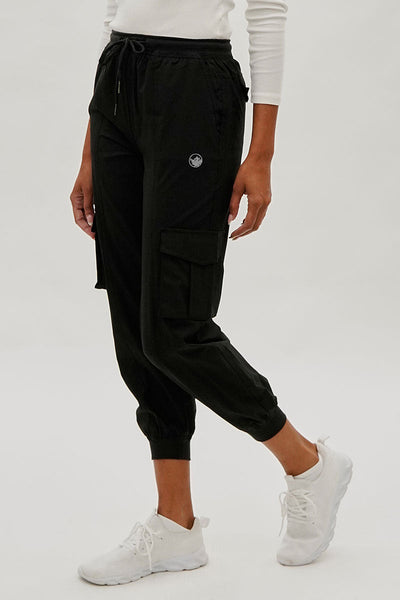 Canada Weather Gear Tie Waist Cargo Joggers - Black - Womens Joggers & Sweatpants - Canada Weather Gear