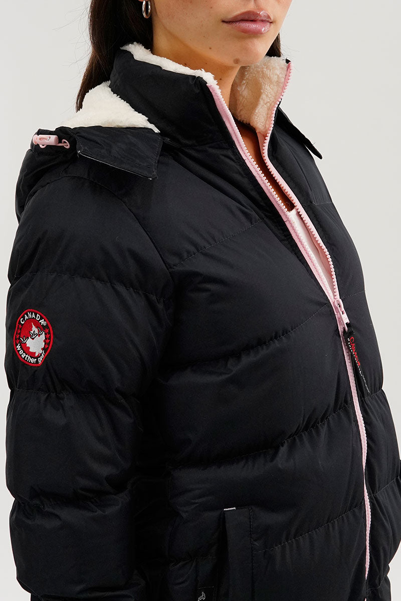 Canada Weather Gear Sherpa Lined Collar Bomber Jacket - Navy - Womens Bomber Jackets - Canada Weather Gear