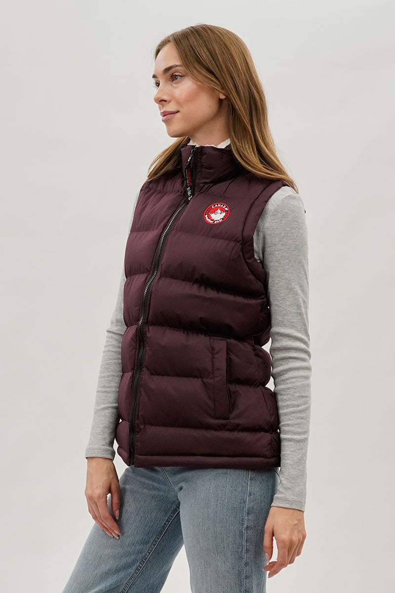 Canada Weather Gear Fleece Lined Collar Puffer Vest - Burgundy