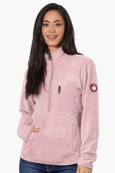 Canada Weather Gear 1/4 Zip Polar Fleece Pullover Sweater - Pink - Womens Pullover Sweaters - Canada Weather Gear