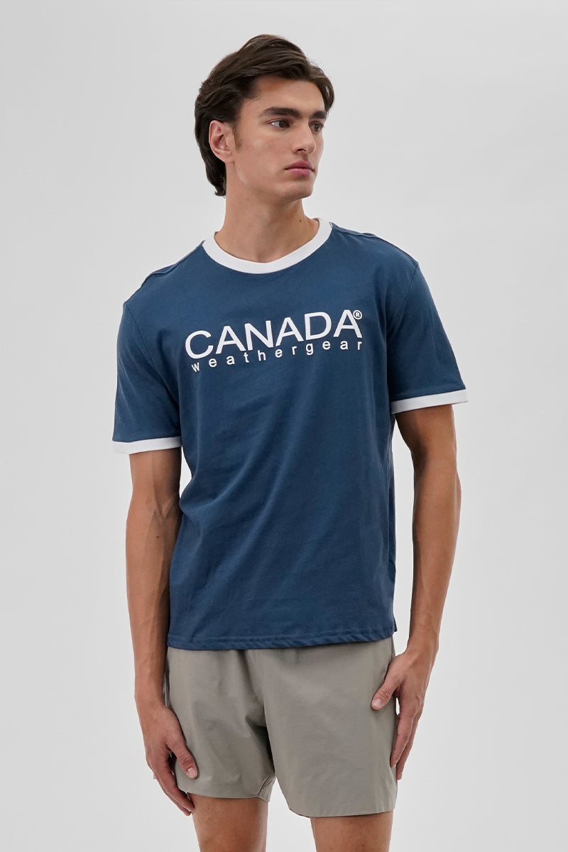 Canada Weather Gear Classic Ringer Tee - Navy - Mens Tees & Tank Tops - Canada Weather Gear