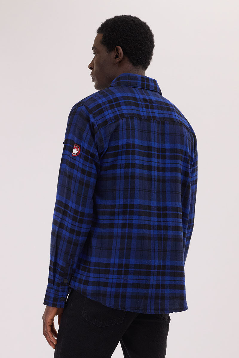 Canada Weather Gear Plaid Button Up Casual Shirt - Blue