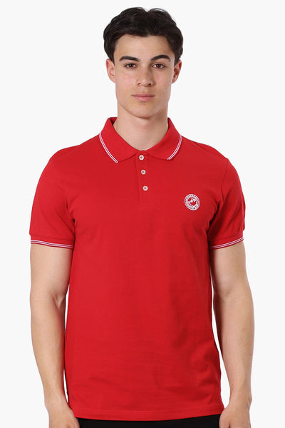 Canada Weather Gear Knit Striped Detail Polo Shirt - Red - Mens Polo Shirts - Canada Weather Gear