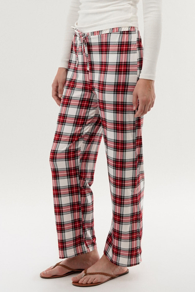 Canada Weather Gear Plaid Wide Leg Pajama Pants - White - Womens Pajamas - Canada Weather Gear