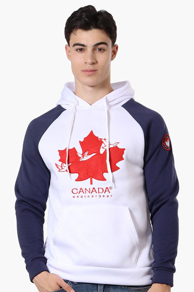 Canada Weather Gear Colour Block Chest Logo Hoodie - White - Mens Hoodies & Sweatshirts - Canada Weather Gear