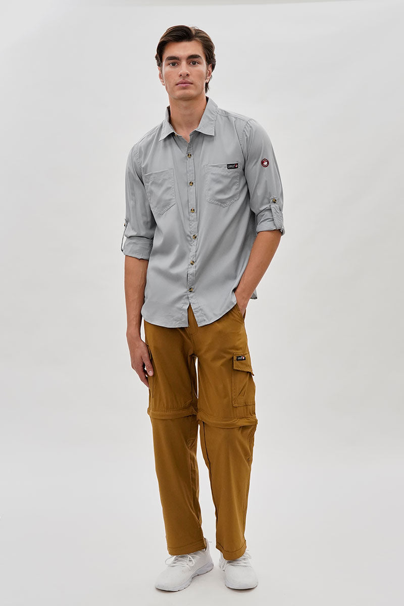 Canada Weather Gear Utility Ripstop Casual Shirt - Grey - Mens Casual Shirts - Canada Weather Gear