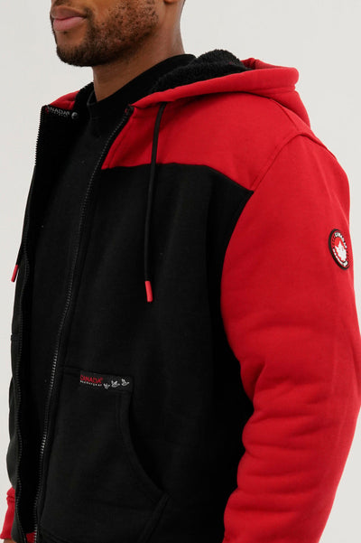 Canada Weather Gear Colour Block Sherpa Lined Lightweight Jacket - Red - Mens Lightweight Jackets - Canada Weather Gear