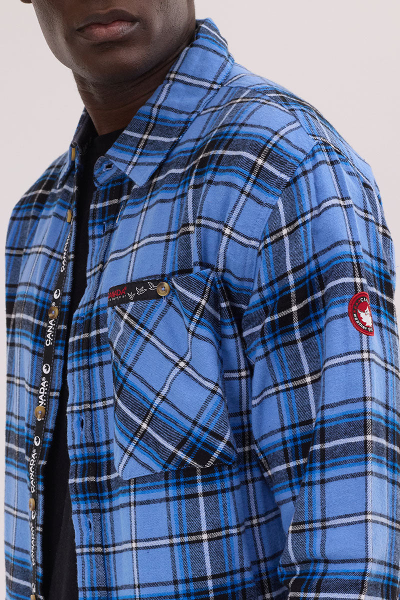Canada Weather Gear Flannel Button Up Casual Shirt - Blue
