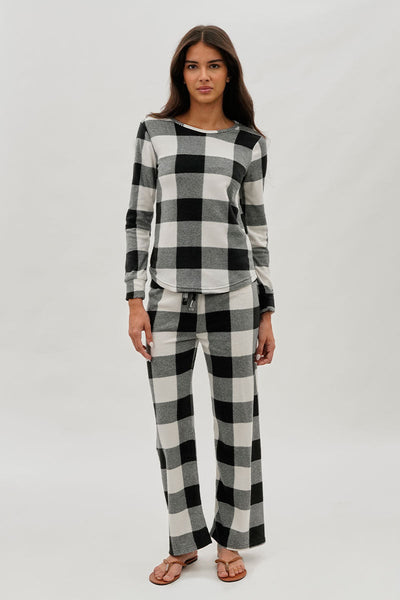 Canada Weather Gear Plaid Print Wide Leg Pajama Pants - White - Womens Pajamas - Fairweather