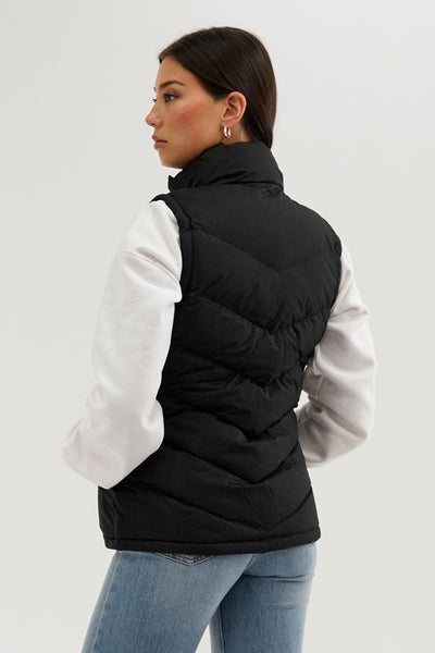 Canada Weather Gear Chevron Puffer Vest - Black - Womens Vests - Canada Weather Gear