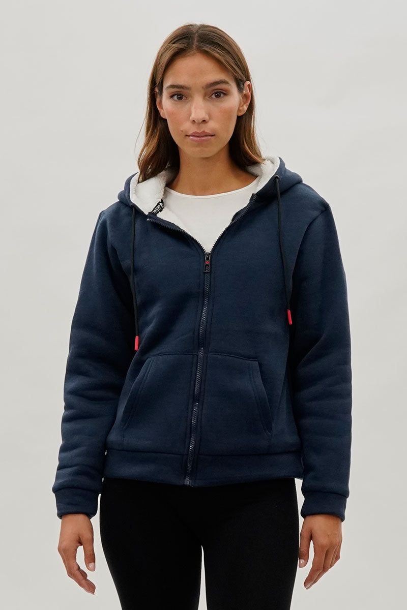 Canada Weather Gear Sherpa Lined Zip Up Lightweight Jacket - Navy - Womens Lightweight Jackets - Fairweather