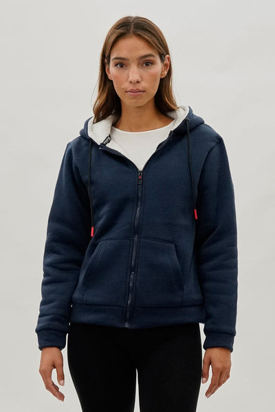 Canada Weather Gear Sherpa Lined Zip Up Lightweight Jacket - Navy - Womens Lightweight Jackets - Canada Weather Gear
