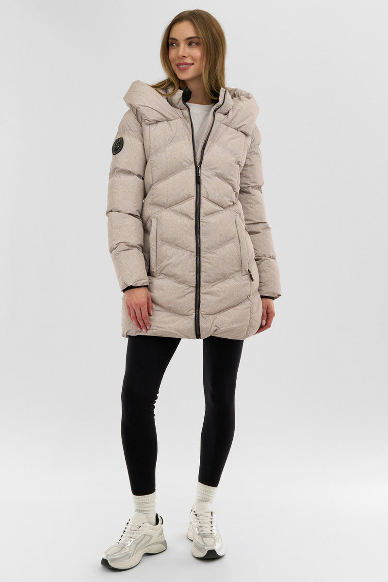 Canada Weather Gear Chevron Quilted Parka Jacket - Cream - Womens Parka Jackets - Canada Weather Gear