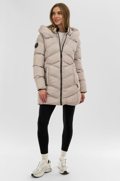 Canada Weather Gear Chevron Quilted Parka Jacket - Cream - Womens Parka Jackets - Canada Weather Gear