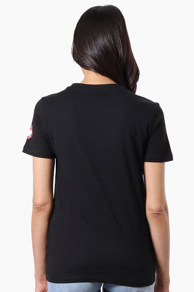 Canada Weather Gear Adventure Awaits Print Tee - Black - Womens Tees & Tank Tops - Canada Weather Gear