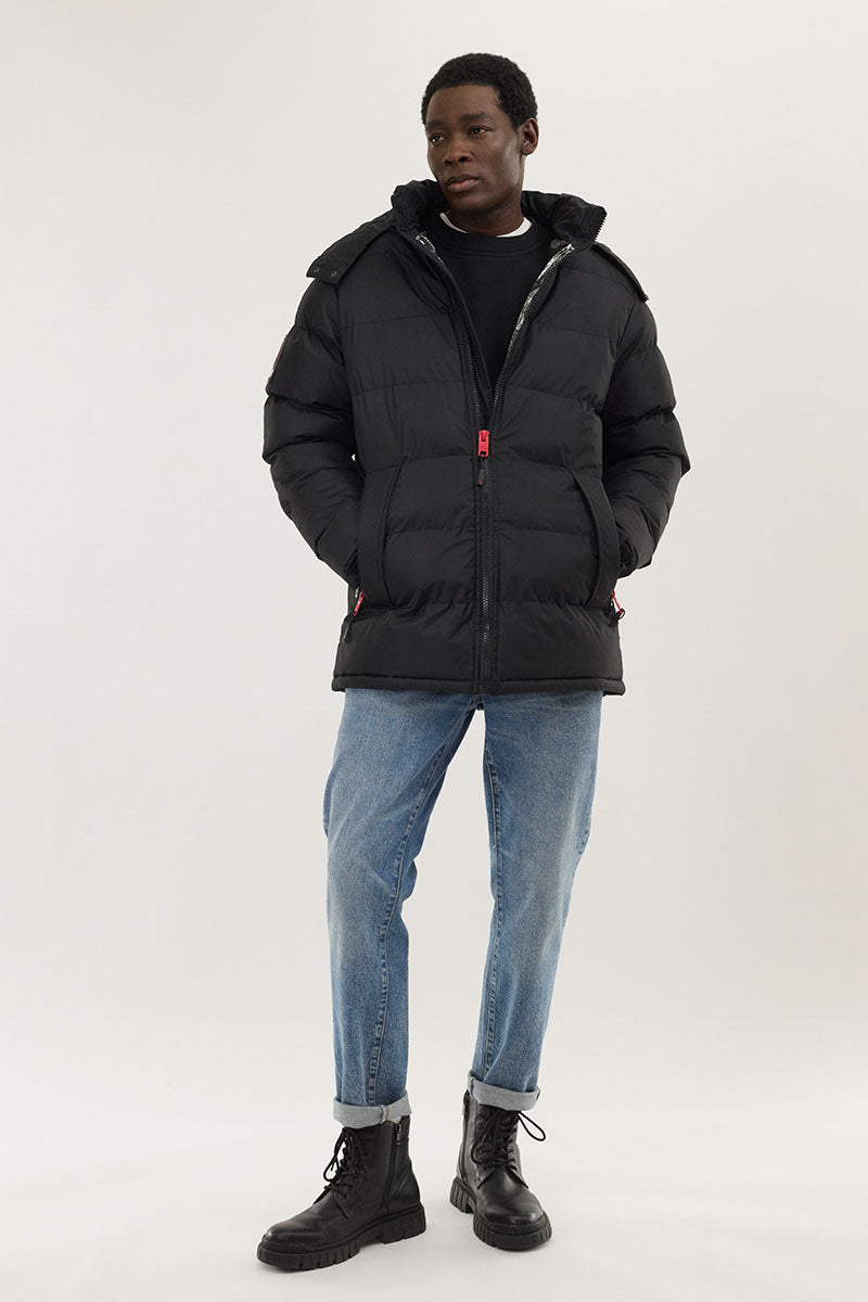 Super Triple Goose Thermal-Foil Lining Bomber Jacket - Black