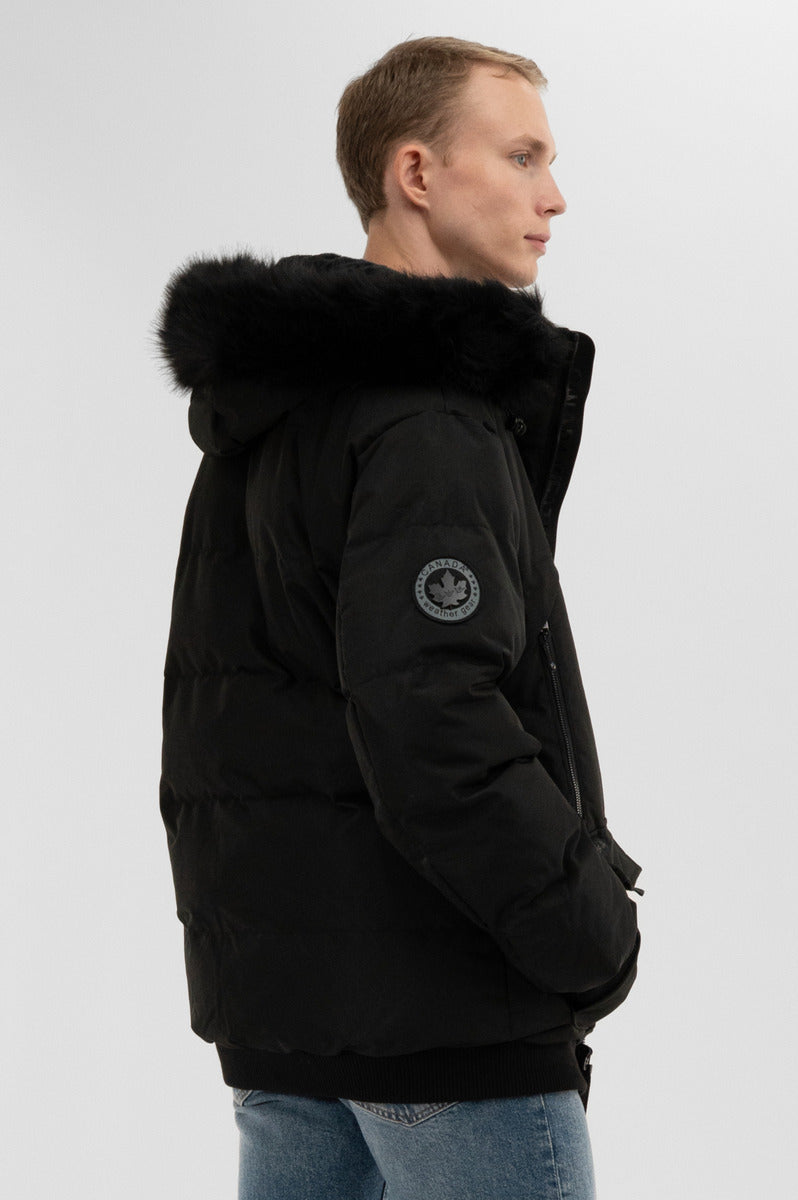 Canada Weather Gear Faux Fur Trim Bomber Jacket - Black