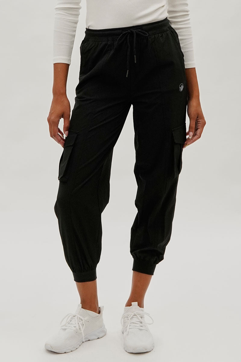 Canada Weather Gear Tie Waist Cargo Joggers - Black - Womens Joggers & Sweatpants - Canada Weather Gear