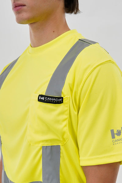 Canada Work Gear Hi-Vis Short Sleeve Tee - Yellow - Mens Tees & Tank Tops - Canada Weather Gear