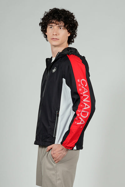 Canada Weather Gear Hooded Sleeve Print Logo Lightweight Jacket - Black