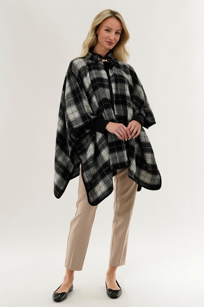 Canada Weather Gear Tartan Plaid Poncho - Black - Womens Ponchos - Canada Weather Gear