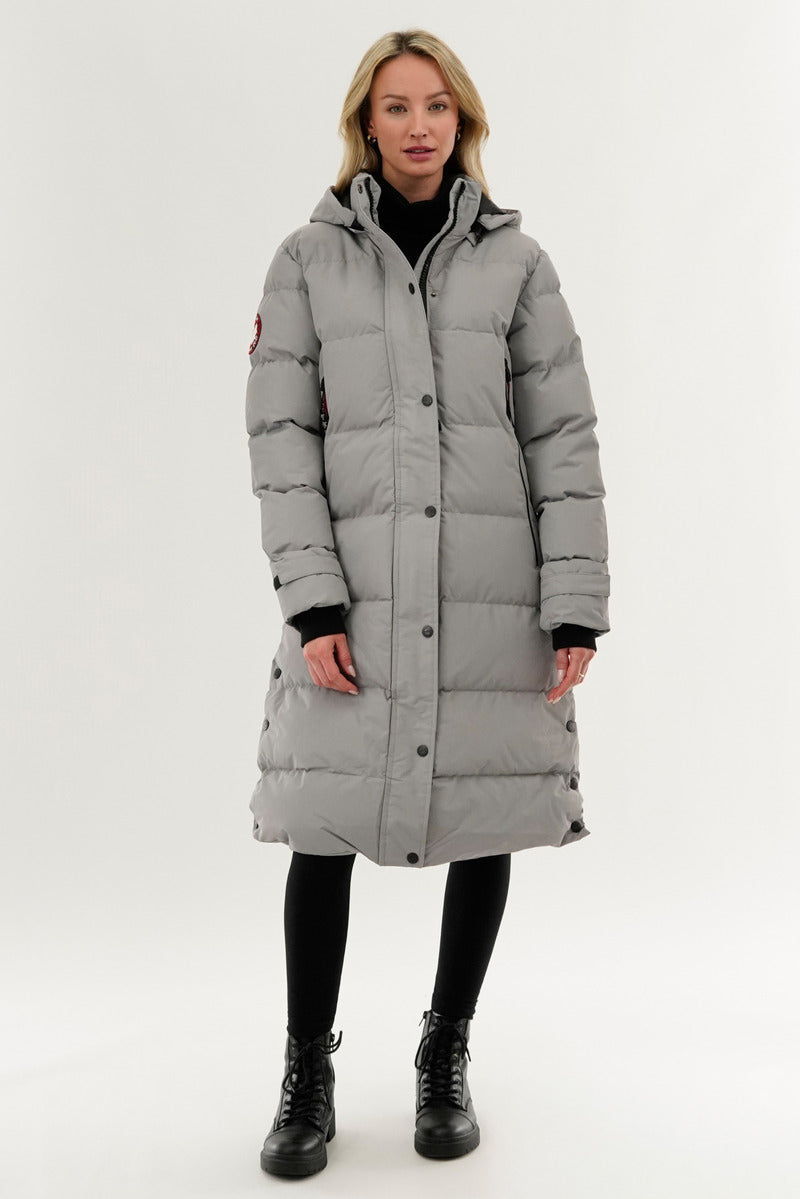 Canada Weather Gear Quilted Maxi Parka Jacket - Grey - Womens Parka Jackets - Canada Weather Gear