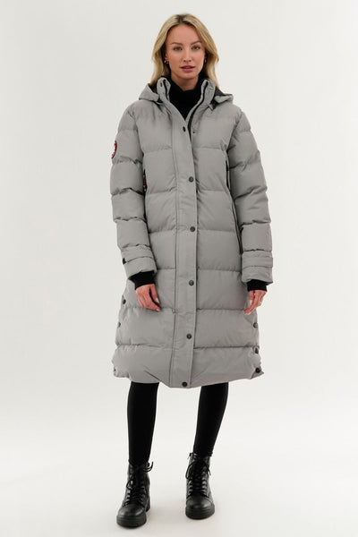 Canada Weather Gear Quilted Maxi Parka Jacket - Grey - Womens Parka Jackets - Canada Weather Gear