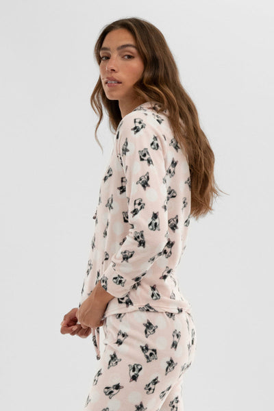 Canada Weather Gear Dog Print Hooded Pajama Top - Blush - Womens Pajamas - Canada Weather Gear