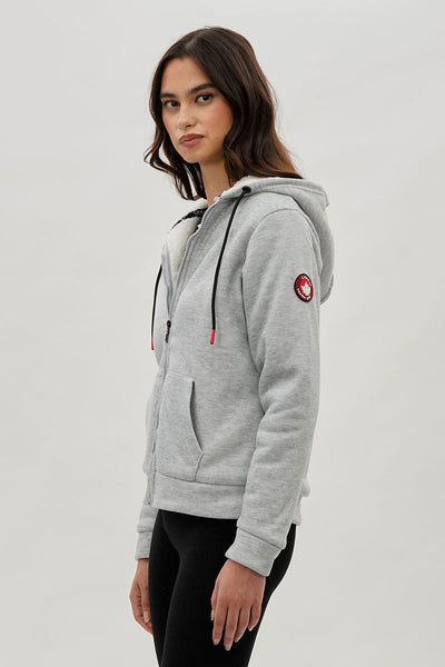 Canada Weather Gear Sherpa Lined Zip Up Lightweight Jacket - Grey - Womens Lightweight Jackets - Canada Weather Gear