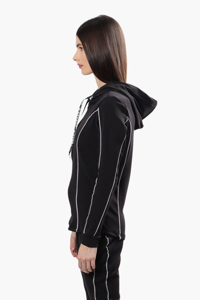 Canada Weather Gear Front Zip Piping Detail Hoodie - Black - Womens Hoodies & Sweatshirts - Canada Weather Gear