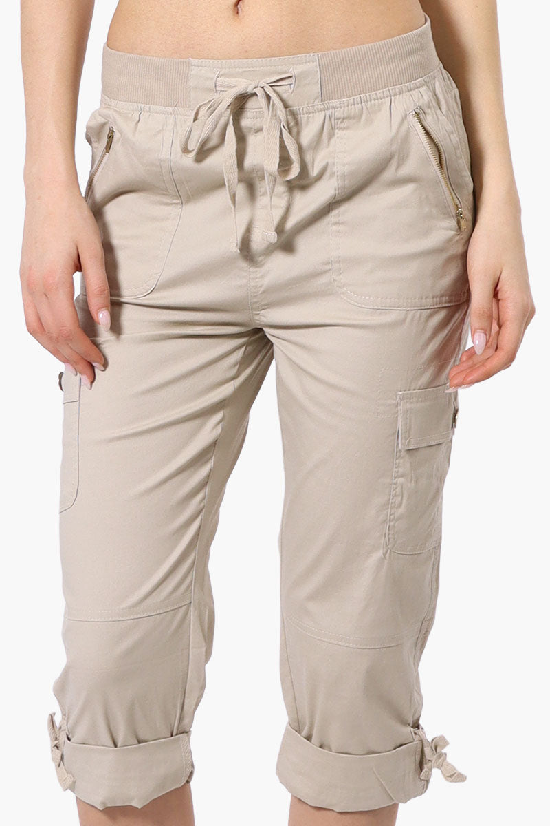 Canada Weather Gear Tie Waist Cargo Capris - Beige