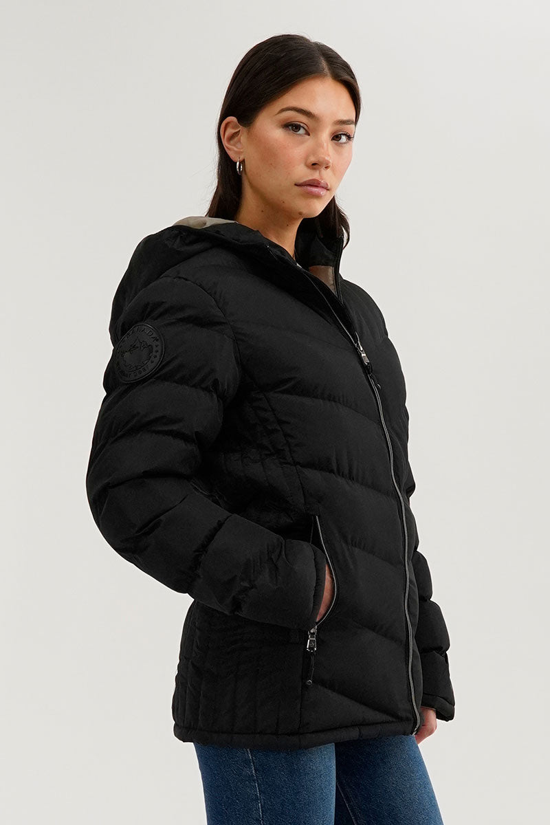 Canada Weather Gear Chevron Quilted Bomber Jacket - Black - Womens Bomber Jackets - Canada Weather Gear