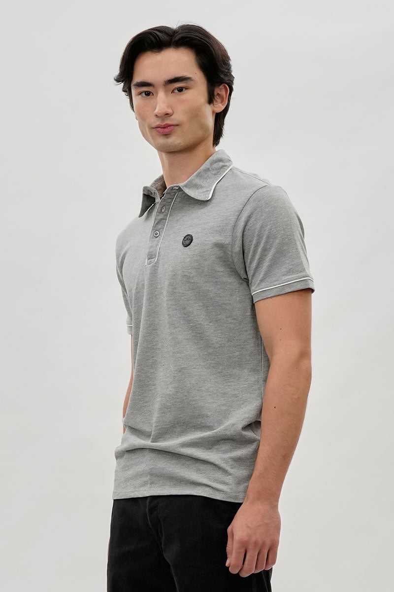 Canada Weather Gear Travel Collection Piping Detail Polo Shirt - Grey - Mens Polo Shirts - Canada Weather Gear