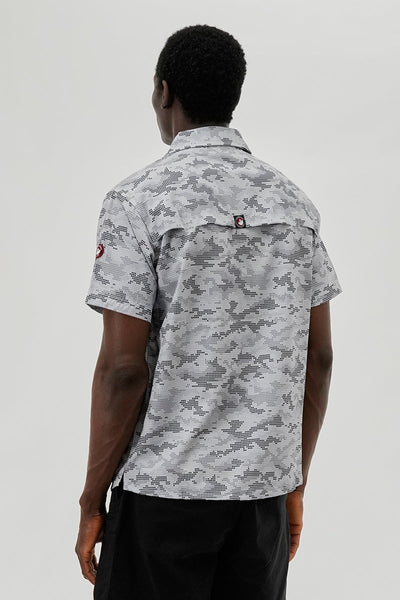 Canada Weather Gear Digi Camo Print Button Up Casual Shirt - Grey - Mens Casual Shirts - International Clothiers