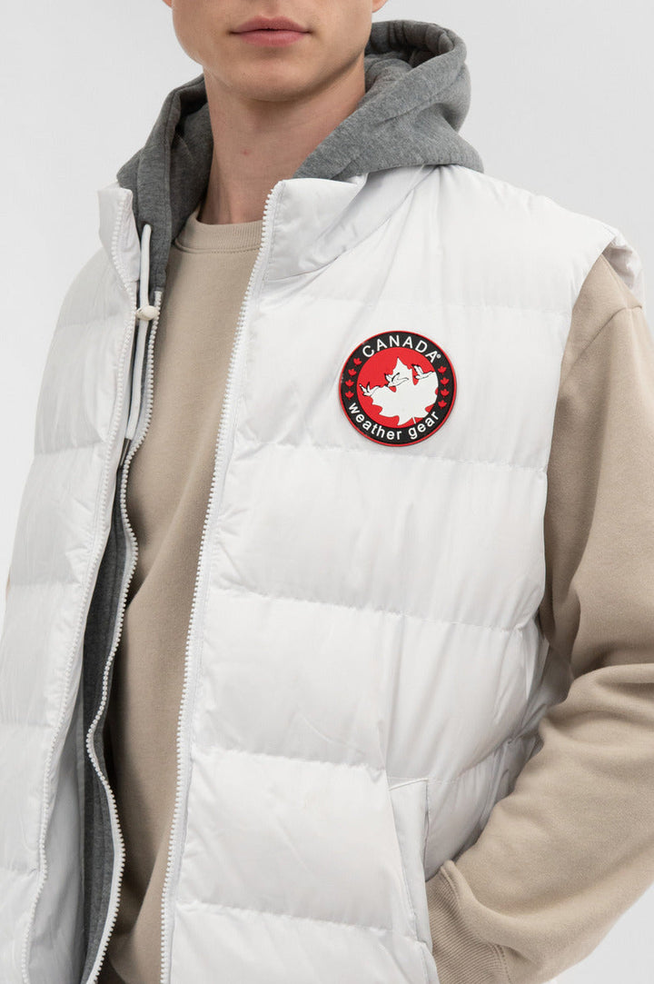 Hooded Puffer Vest - White