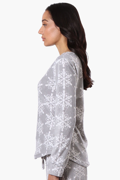 Canada Weather Gear Snowflake Pattern Pajama Top - Grey - Womens Pajamas - Canada Weather Gear