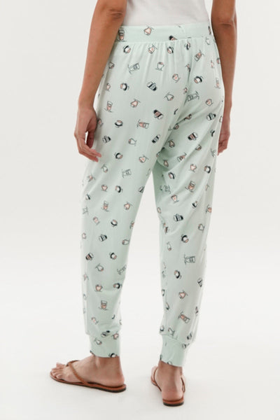 Canada Weather Gear Coffee Print Tie Waist Pajama Pants - Mint - Womens Pajamas - Canada Weather Gear