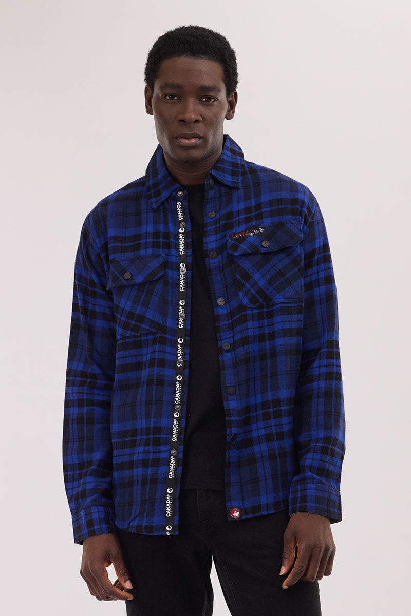 Canada Weather Gear Plaid Button Up Casual Shirt - Blue